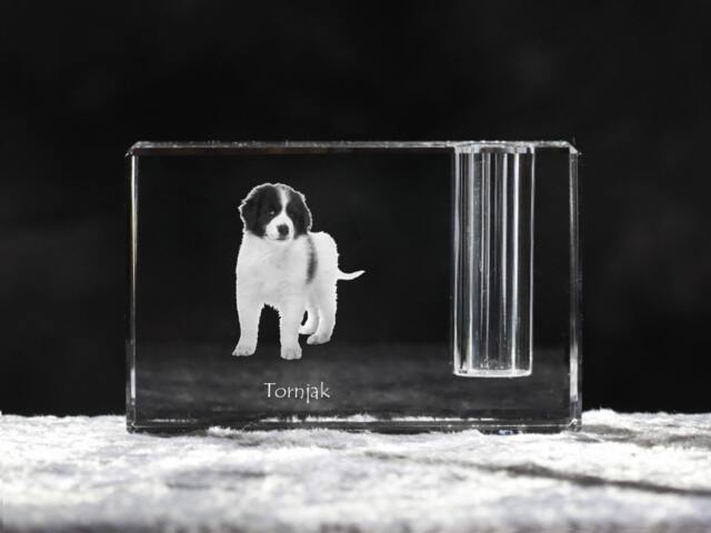 Tronjak , Crystal Pen Holder With Dog, Souvenir, Decoration, Limited Edition, Collection - image 1