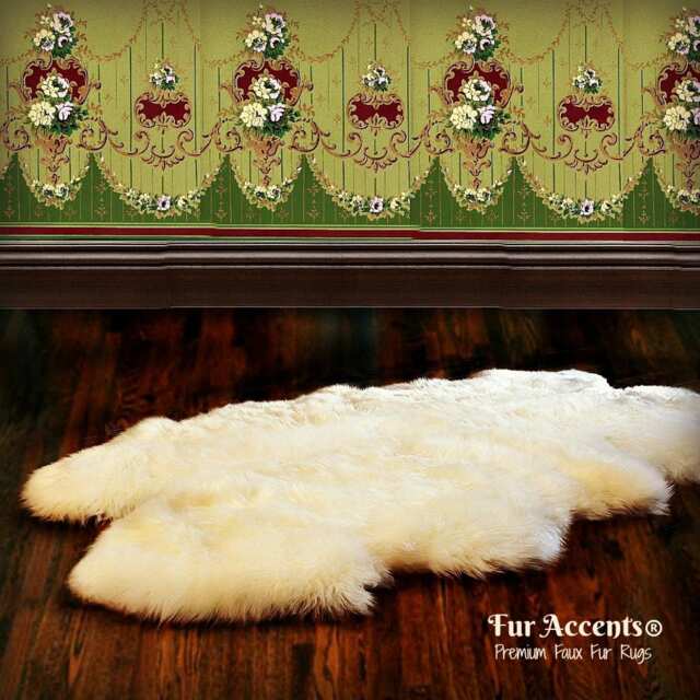 Faux Fur Sheepskin Area Rug - Shaggy Icelandic Quatro Pelt, Usa Made - image 1