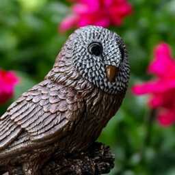 Concrete Sitting Owl Statue Stone Garden Bird Figurine Cement Wildlife Sculpture Outdoor Yard Ornament Front Door Gift For Lover - thumbnail 4