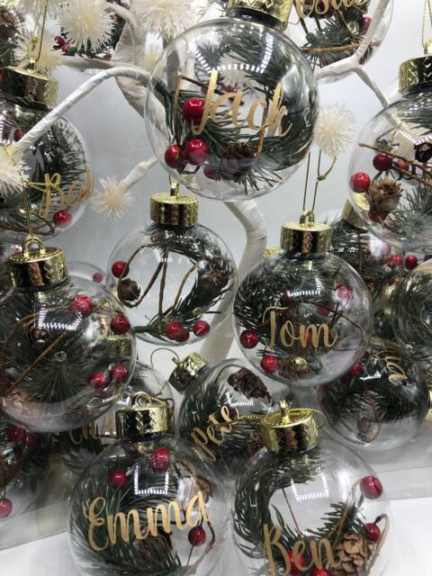 Personalised Christmas Bauble, Woodland Tree Decoration, Name Ornament, Berry - image 1