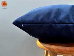 Navy Blue Velvet Pillow Cover Euro Sham, Boho Lumbar Cushion - All Duties Paid Usa