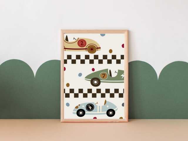 Bold Race Car Print. Perfect Wall Art For A Nursery, Bedroom Or Playroom - Print Only - image 1