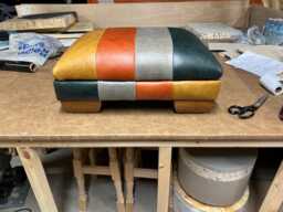 Real Leather Striped Footstool - Any 4 Colours You Like - thumbnail 1