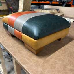 Real Leather Striped Footstool - Any 4 Colours You Like - thumbnail 2