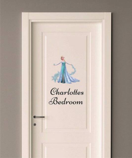 Personalised Ice Queen Bedroom Door Wall Name Decal Sticker in 13 Colours - image 1