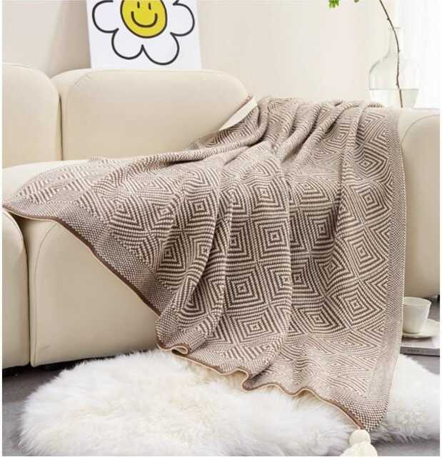 Knitted Wool Boho Throw Blanket Retro Tassel Couch Blanket - image 1
