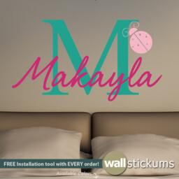 Personalized Name Monogram Wall Decal Ladybug Nursery Decor