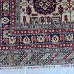 8x12 Ft Cream Red Tribal Bokhara Carpet - Handwoven Wool Oriental Rug - thumbnail 3