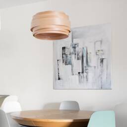 Japandi Kitchen-And-Dining Room Light Fixture- Wabi Sabi Lighting Pendant Wood Veneer Handcrafted Ceiling Lamp-Drum Chandelier - Cloud - thumbnail 2