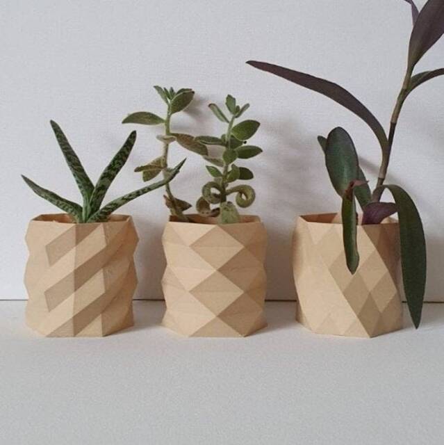 Geometric Succulent Planter Set, Modern Mini Pots, Eco-Friendly Wooden Plant Pots - image 1