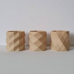 Geometric Succulent Planter Set, Modern Mini Pots, Eco-Friendly Wooden Plant Pots - thumbnail 2