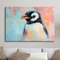 Penguin Abstract Oil Painting Framed Print & Canvas Large Sizes Wall Art Poster Animal Home Decor Interior Gift Idea - thumbnail 1