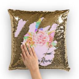 Unicorn Pillow With Custom Name, Personalized Cushion Lover Gift, Art, Gold Red Blue Couch Pillow, Bedroom Decor - thumbnail 2