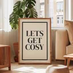 Let's Get Cosy Black & White Wall Art, Daily Affirmations Poster, Minimalist Decor, Cute Bedroom Print, Simply Home Art - thumbnail 3