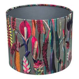 Botanical Velvet Lampshade With Grey Lining, Handmade Lampshades, Table Lamp Shade