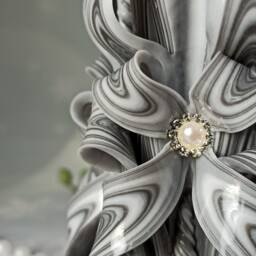 xlarge Gray & White Unique Hand Carved Unscented Candle - Perfect Home Decor Or Gift For Many Occasions - thumbnail 4