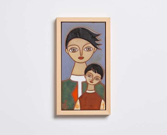Father Son Portrait Embrace Painting Male Fatherhood Minimalist Family Daddy Ceramic Wall Art Dad Gift From - image 1