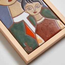 Father Son Portrait Embrace Painting Male Fatherhood Minimalist Family Daddy Ceramic Wall Art Dad Gift From - thumbnail 3