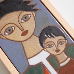 Father Son Portrait Embrace Painting Male Fatherhood Minimalist Family Daddy Ceramic Wall Art Dad Gift From - thumbnail 2