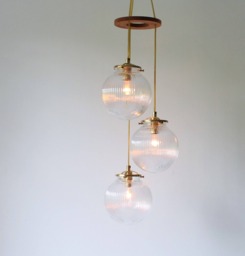 Glass Globe Chandelier, 3 Falling Orb Pendant Lights, Modern Home Statement Lighting