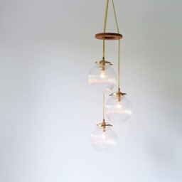 Glass Globe Chandelier, 3 Falling Orb Pendant Lights, Modern Home Statement Lighting - thumbnail 2