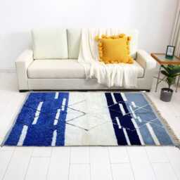 Blue Moroccan Rug Handmade Berber Wool Carpet - thumbnail 2