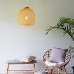 Colorful Bamboo Pendant Light Lamp Shade - Teal, Copper Bronze, Yellow, Blue, Pink, Purple, Brown - thumbnail 3