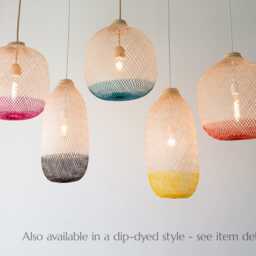 Colorful Bamboo Pendant Light Lamp Shade - Teal, Copper Bronze, Yellow, Blue, Pink, Purple, Brown - thumbnail 4