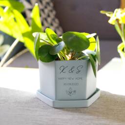 New Home Hexagon Plant Pot - Personalised Gift Cacti House Warming Happy New Home - thumbnail 3