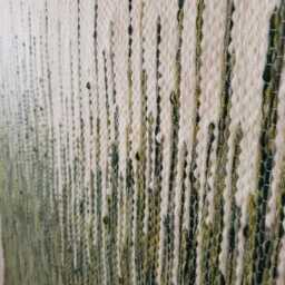 Wool Wall Tapestry - Large Boho Decor Textile Art Green Hanging Modern Fiber Minimalist Woven - thumbnail 3