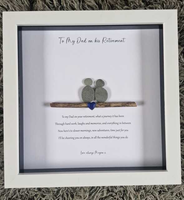 Retirement Gift For My Dad Good Luck Present, Pebble Art Picture Framed Poem, Wall Art, Home Decor Gift. Personalised Dad - image 1