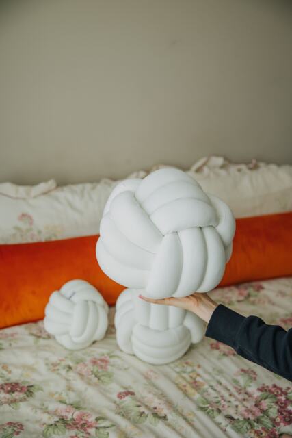 Accent Home Decor Knot Pillow Ball Throw Pillows Decorative For Bed White Knot Bedroom - image 1