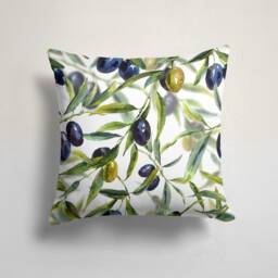 Olive Tree Cushion Cover-Black Pillow Case-Green Case-Kitchen Cover-Gift For Her Cushion-Handmade Material - thumbnail 2