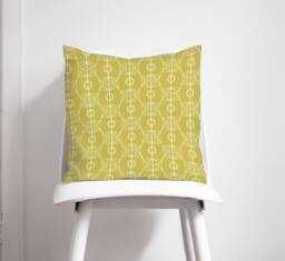 Chartreuse Yellow & White Art Nouveau Design Cushion, Throw Pillow - thumbnail 1