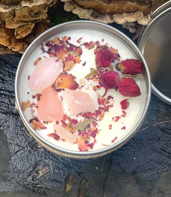 Love Spell Crystal Rose Chakra Candle Quartz - image 1