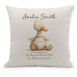 Personalised Christening Gift, Cute Toy Duck, New Baby Cushion, Boys, Girls, Baptism, Holy Communion - thumbnail 1
