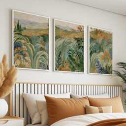 Green Grass Valley Poster Set, Botanical Wall Art, Landscape Prints - thumbnail 3