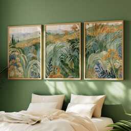 Green Grass Valley Poster Set, Botanical Wall Art, Landscape Prints - thumbnail 2