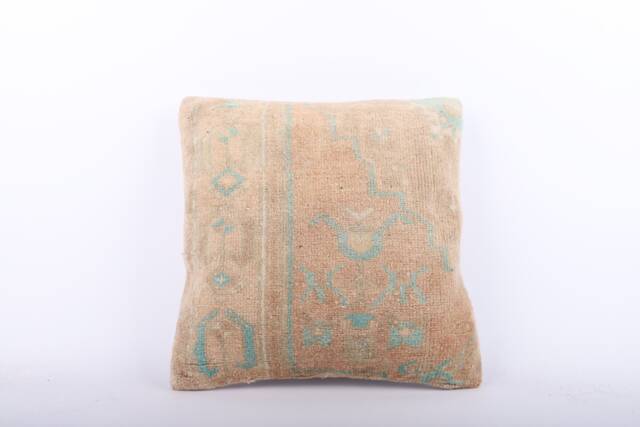 Handwoven Turkish Kilim Pillow Cover 16x16 Vintage Wool Cushion - image 1