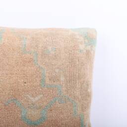 Handwoven Turkish Kilim Pillow Cover 16x16 Vintage Wool Cushion - thumbnail 3