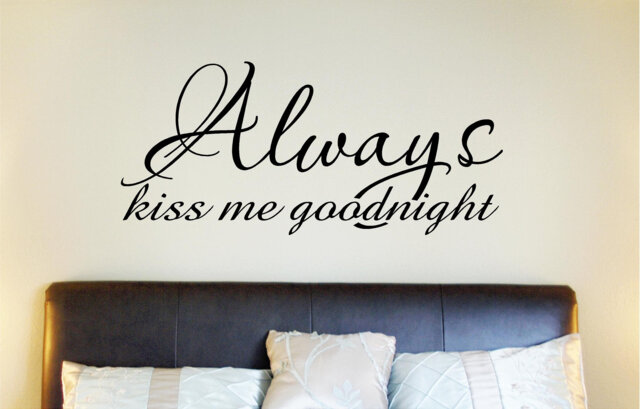 Always Kiss Me Goodnight Vinyl Wall Decal Romantic Bedroom Decor - image 1