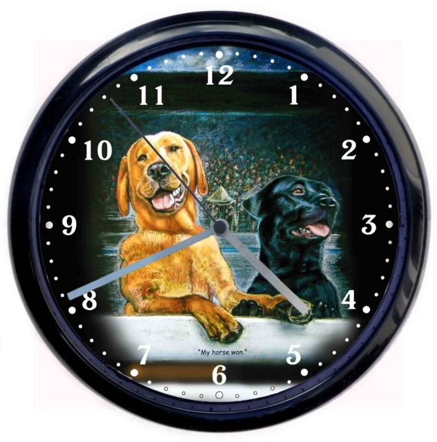 Black & Golden Labrador Dog Large 10Inch Wall Clock