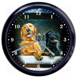 Black & Golden Labrador Dog Large 10Inch Wall Clock