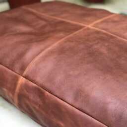 Personalized Brown Leather Floor Cushion Cover Pet Bed, Meditation - thumbnail 3