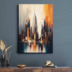 New York Skyline Times Square Abstract Modern Painting America Colorful Wall Art Framed Canvas Poster Print Home Office Room Decor Gifts - thumbnail 1