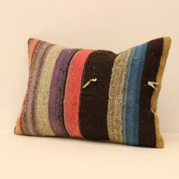 Turkish Pillow Case 14x20 Lumbar Kilim Boho Kilim Pillowcover Chair Small Oblong Cushion Cover Tribal Pillow 4Bef-120 - thumbnail 3