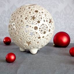 Christmas Star Lantern Ceramic Tealight Candle Holder, Holiday Decor - thumbnail 3