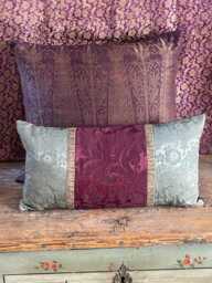 Antique Silk Brocade Cushion Handmade 19Th Century French Pillow