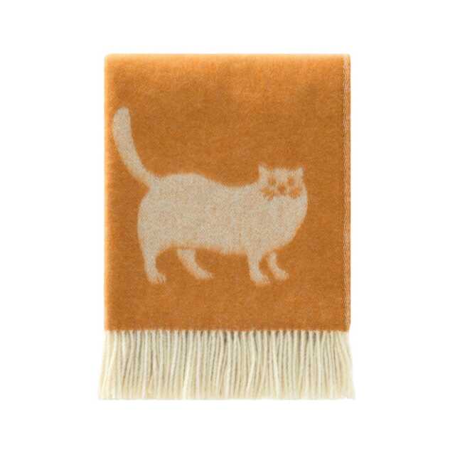 Ginger Cat Wool Throw - Woven Blanket Made From Pure Ideal For Housewarming Gift - image 1