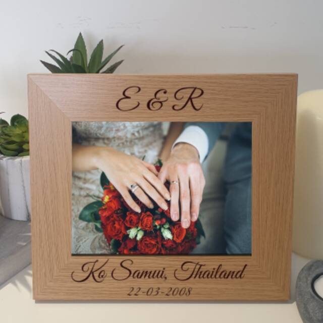 Personalized Laser Engraved Photo Frame Oak, White, Or Black - image 1
